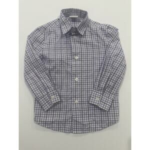 Van Heusen Boys 3T Plaid Button Down Shirt Purple White Long Sleeve